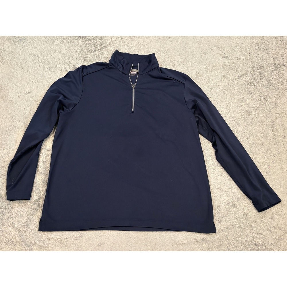 Greg Norman Mens Play Dry Navy Blue Quarter Zip Pullover Golf Shirt Size Large